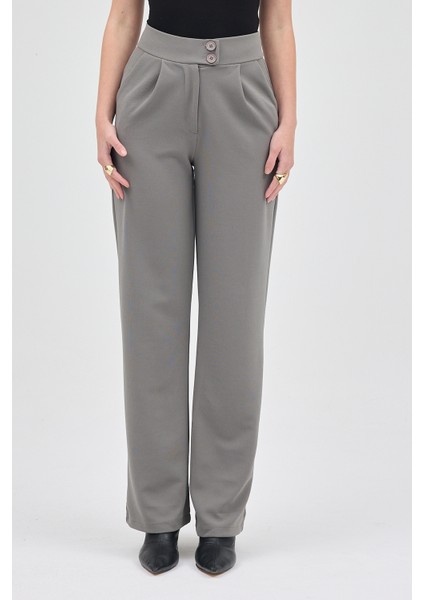 Gri Çift Düğmeli Kadın Pantolon 5010 modelleri