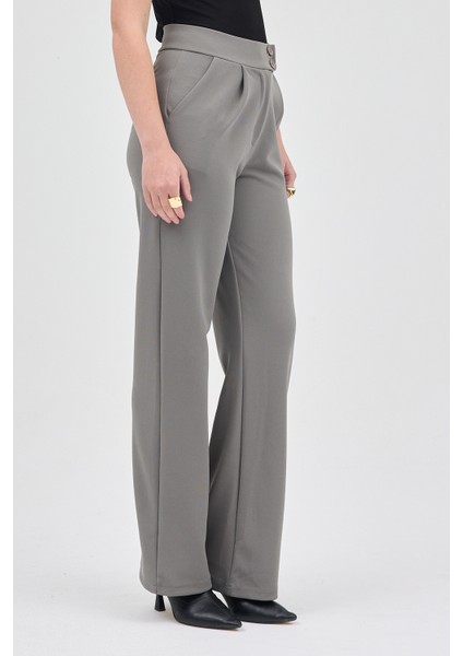 Gri Çift Düğmeli Kadın Pantolon 5010 fırsatları
