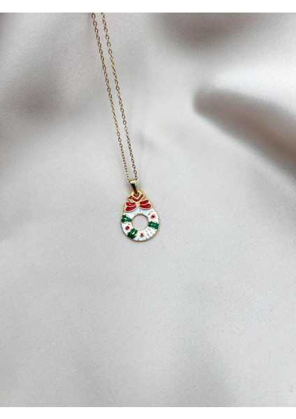 Fıora Yılbaşı Noel Temalı Fiyonklu Kolye Gold Ayarlanabilir Zincirli modelleri