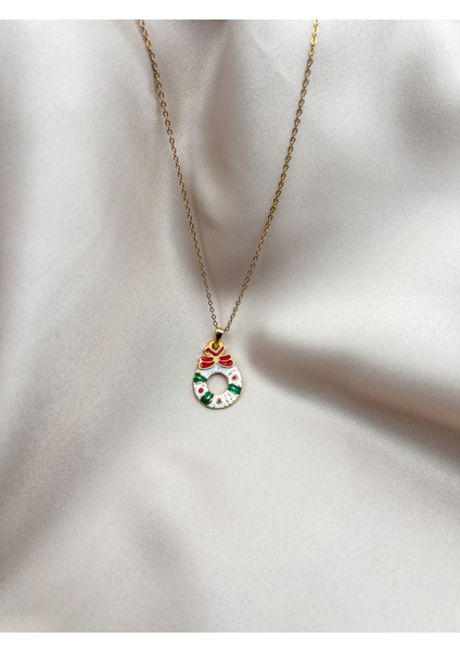 Fıora Yılbaşı Noel Temalı Fiyonklu Kolye Gold Ayarlanabilir Zincirli fırsatları