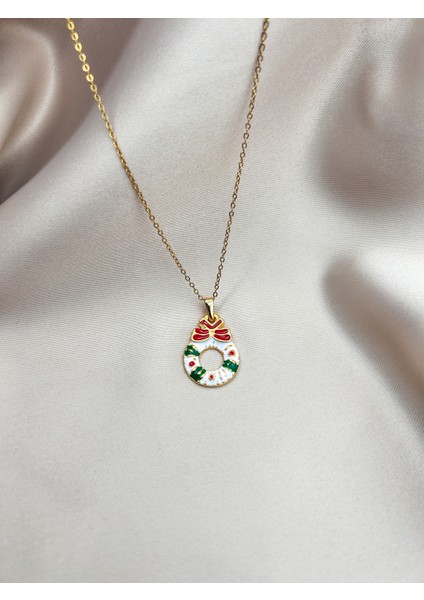 Fıora Yılbaşı Noel Temalı Fiyonklu Kolye Gold Ayarlanabilir Zincirli indirimleri