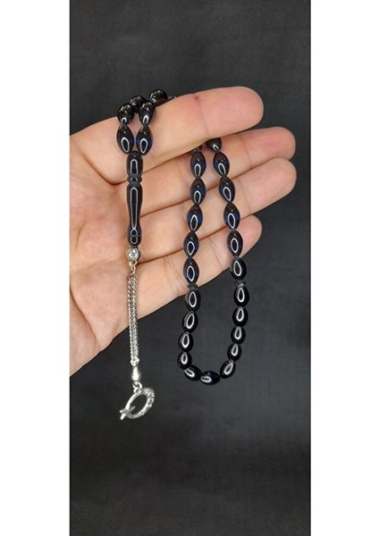 Uçak Camı Tesbih Mavi-Siyah Sürmeli Beyzi Kesim T-425 indirimleri