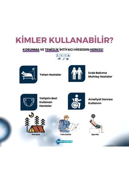 Gümüş İyonlu Yatan ve Evde Hasta Bakım Seti 25'li Perine, Vücut Temizleme Mendili, Vücut Temizleme Kesesi, Bone indirimleri