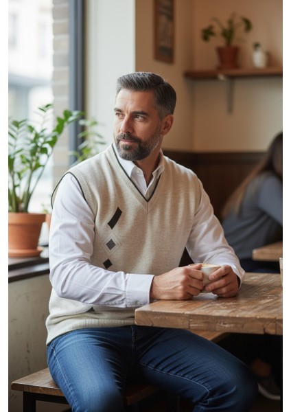 Erkek Çelik Örgü Intersiye Kışlık Kalın Triko V Yaka Triko Örgü Tüylenmez Baba Süveter indirimleri