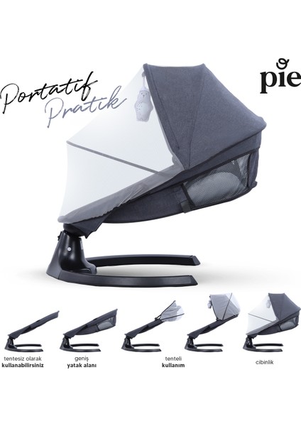 Pie Yenidoğana Uygun Otomatik Sallanabilir Kumandalı Bluetooth Müzikli Ana Kucağı