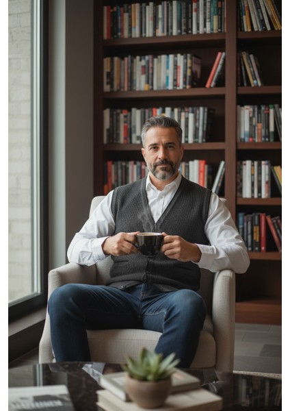 Erkek V Yaka Triko Düğmeli Cepli Çizgi Desenli Regular Fit Tüylenmeyen Örgü Yelek indirimleri