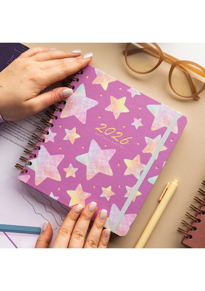 2026 18X20 Spiralli Haftalık Kare Ajanda 12 Aylık - Yıldız