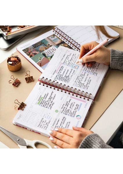 2026 18X20 Spiralli Haftalık Kare Ajanda 12 Aylık - Yıldız modelleri