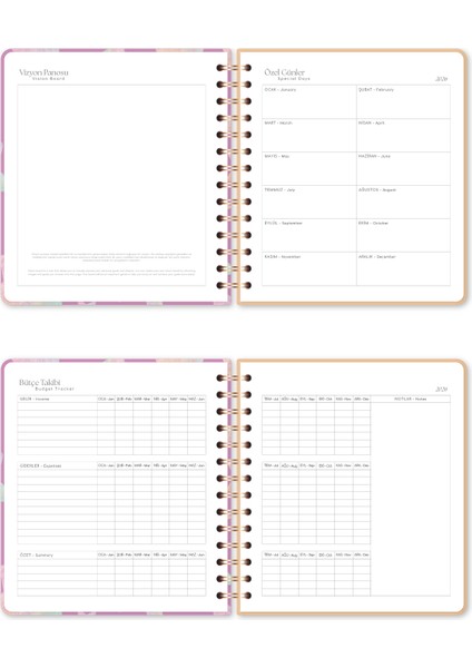 2026 18X20 Spiralli Haftalık Kare Ajanda 12 Aylık - Yıldız