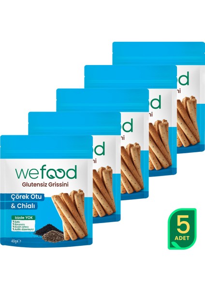 glutensiz Grissini Çörekotu & Chia 40 g 5'li