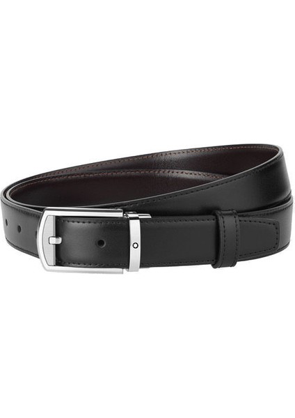 SiyahKahverengi 30 mm Çift Taraflı Deri Kemer 126020