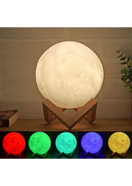 Dekoratif 3D Ay Lamba Gece Lambası Moonlıght 15 cm