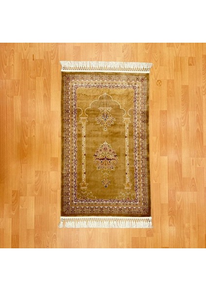 Desenli Ipek Sarı Seccade