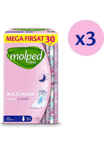 Ultra Hijyenik Ped Gece Süper Mega Paketi 90 Adet