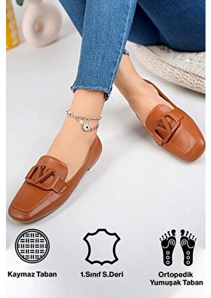 Kadın Babet Vegan Ortopedik Taban Suni Deri Düz Taban Yeni Sezon indirimleri