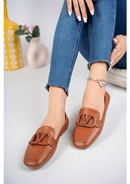 Kadın Babet Vegan Ortopedik Taban Suni Deri Düz Taban Yeni Sezon