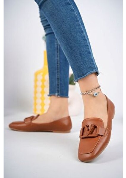 Kadın Babet Vegan Ortopedik Taban Suni Deri Düz Taban Yeni Sezon