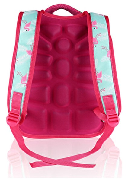 Flamingo 3'lü Okul Çanta Seti Kız Çocuklar İçin Astarlı Pedli Tekstil Yeşil-Pembe