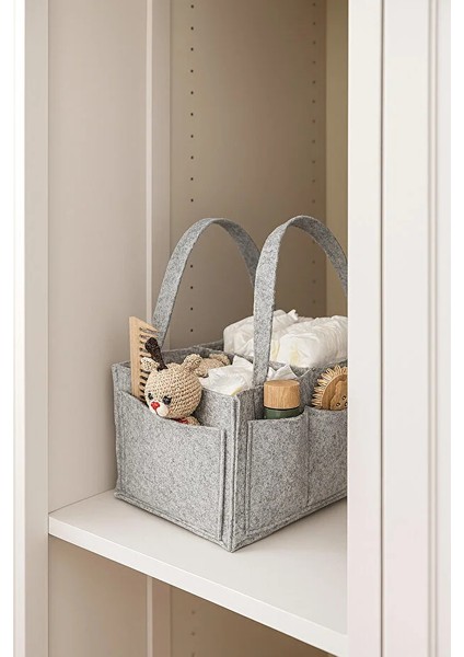 Anne Bebek Keçe Bakım Çantası Yenidoğan İçin Organizer Düzenleyici Çok Amaçlı Gri fiyatları