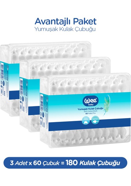 Emniyetli Kulak Temizleme Çubuğu Seti (60x3 180 Adet) fiyatları