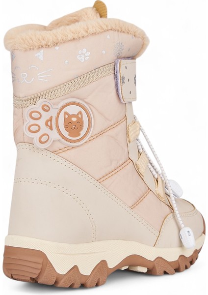 Günlük Kız Çocuk Kar Botu Cırtlı Lastik Bağcıklı Kürklü Kar Desenli Kalın Tırtıklı Taban Bootie 014 fırsatları