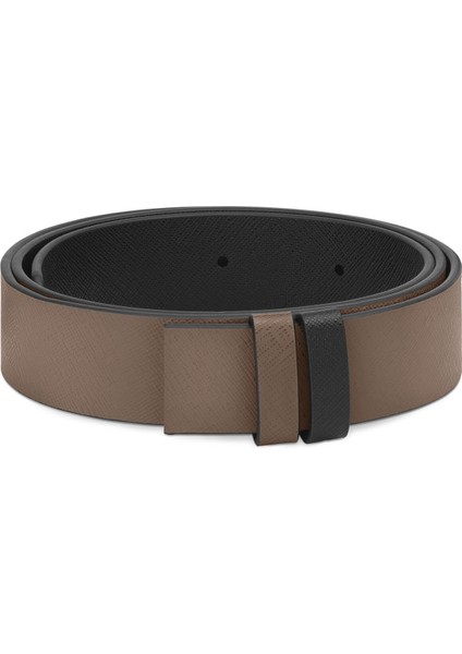 Saffiano Baskılı Mastiksiyah 35 mm Ters Çevrilebilir Deri Kayış 198679 fiyatları