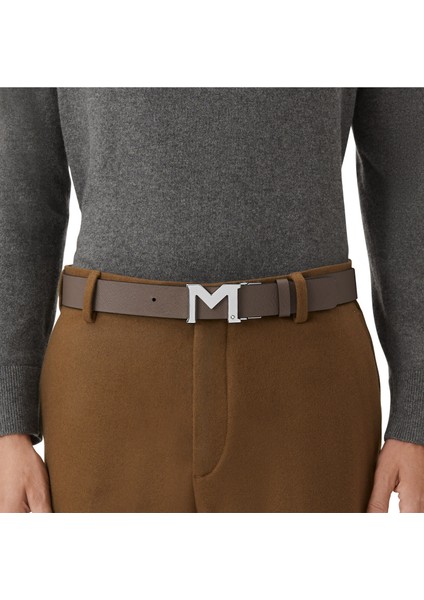 Saffiano Baskılı Mastiksiyah 35 mm Ters Çevrilebilir Deri Kayış 198679 modelleri