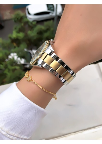 Marka Gold Renk Multifonksiyon Çelik Kadın Kol Saati Bileklik Hediyeli modelleri