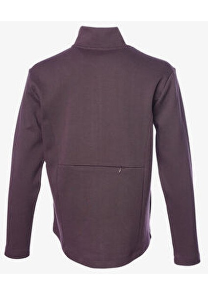 Kadın Sweatshirt Fermuarlı Dik Yaka Mor Renk Rahat Kesim Sonbahar Kış İçin