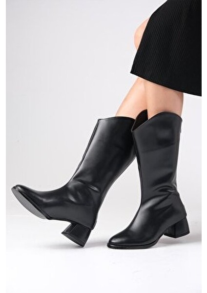 Fabia Siyah Renk Kadın Diz Altı Çizme