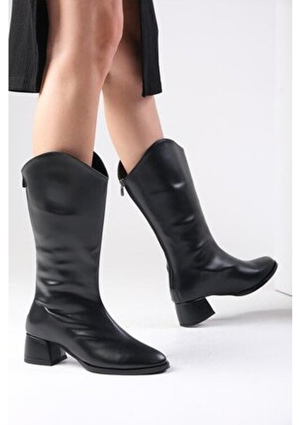 Fabia Siyah Renk Kadın Diz Altı Çizme