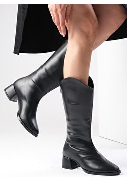 Fabia Siyah Renk Kadın Diz Altı Çizme