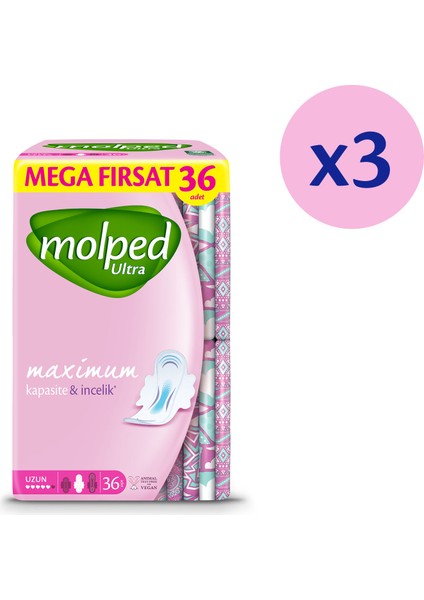 Ultra Hijyenik Ped Uzun Süper Mega Paketi 108 Adet