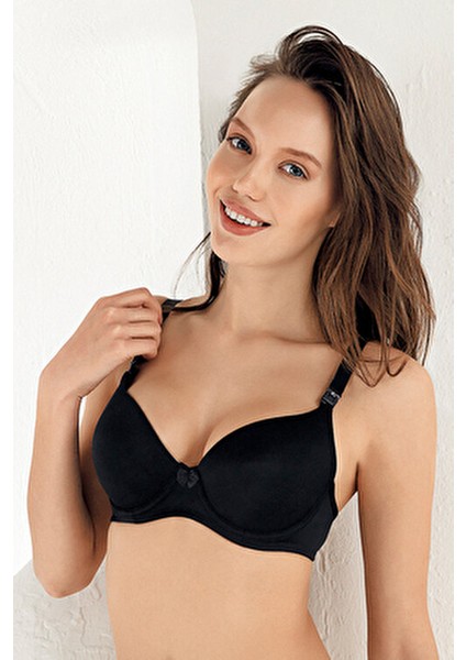 Balenli Kaplı Emzirme Sütyeni Siyah %95 Pamuklu Konfor Türkiye Üretimi indirimleri