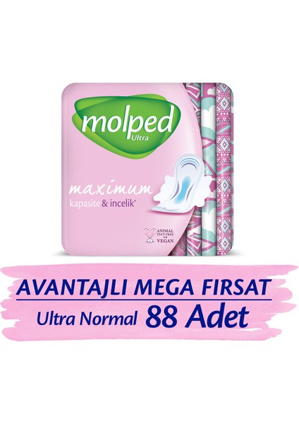 Ultra Hijyenik Ped Normal Avantajlı Mega Paket 88 Adet
