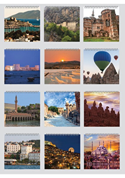 2026 Türkiye Manzara Masa Takvimi 12 Sayfa 16x15 cm Standart Renkli