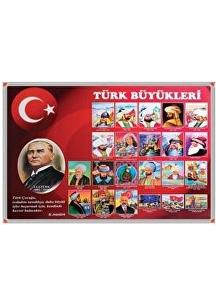 70x100 cm Türk Büyükleri Panosu 1. Sınıf Kalite ile Üretilmiştir fiyatları