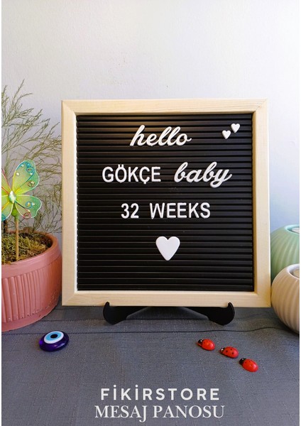 Ahşap Çerçeveli Özelleştirilebilir Yazı Panosu Mesaj Tahtası Siyah Zemin Beyaz Harf Setli