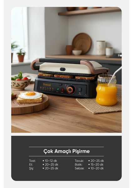 FR-TM01 Vintage Retro Izgara ve Tost Makinesi 6 Dilim Kapasiteli 2000W