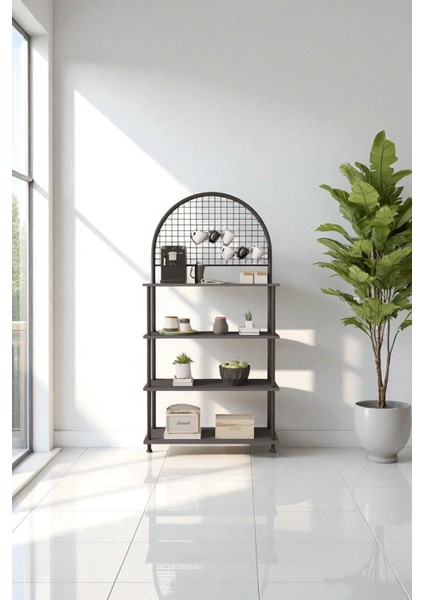 Çevir Kur Antrasit, 4 Raflı Kahve Köşesi Dolabı, Mutfak Standı, Mutfak Düzenleyici 71*170*35