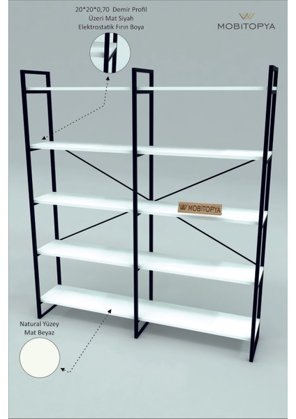 Nilamu Kitaplık / Metal Aksamlı / Antrasit Gri / Açık Raf / Organizer / Ofis / Ev / 5 Raflı Kitaplık fiyatları