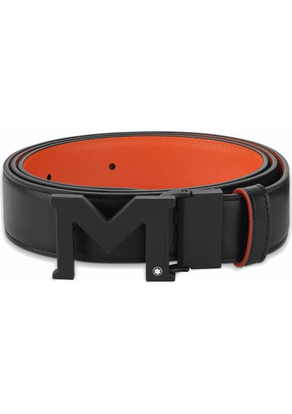 Tokalı Siyahturuncu 35 mm Çift Yönlü M Deri Kemer 129714