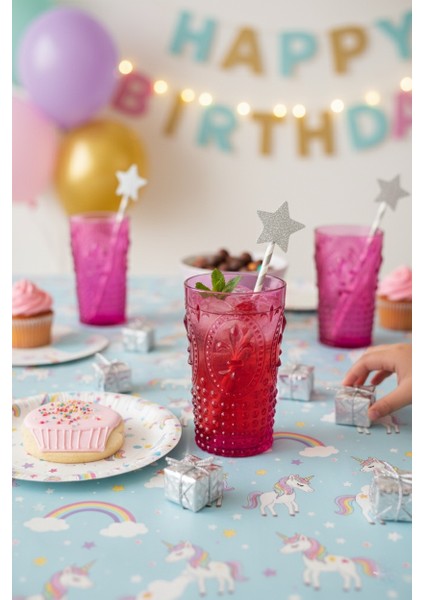 Akrilik Pembe Uzun Bardak & Su Meşrubat Bardağı 750 ml ( Cam Değildir )