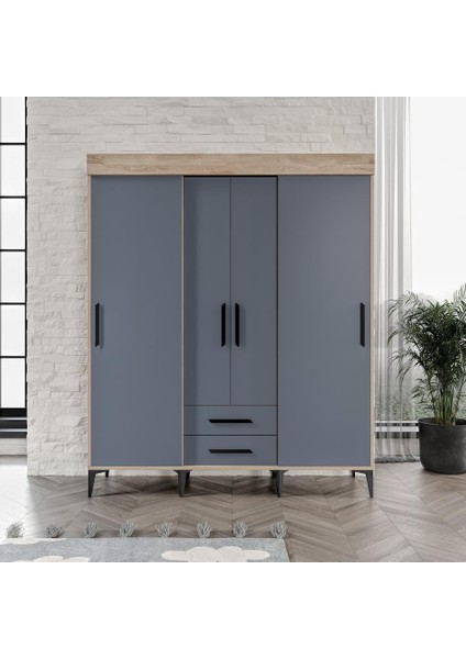 Izmir Çocuk Odası Takımı Tamamı Mdf Antrasit ve Flora