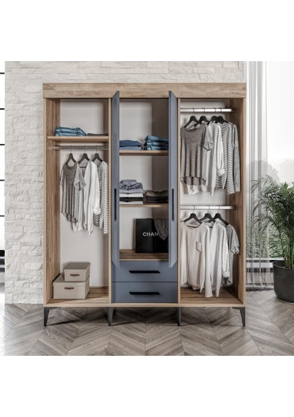 Izmir Çocuk Odası Takımı Tamamı Mdf Antrasit ve Flora