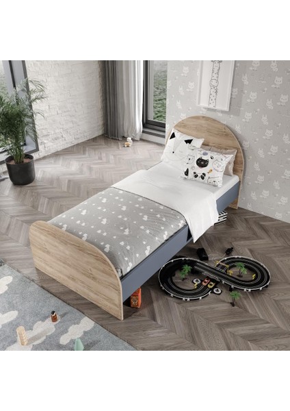 Izmir Tek Kişilik Karyola Tamamı Mdflam 90X190 Flora Antrasit