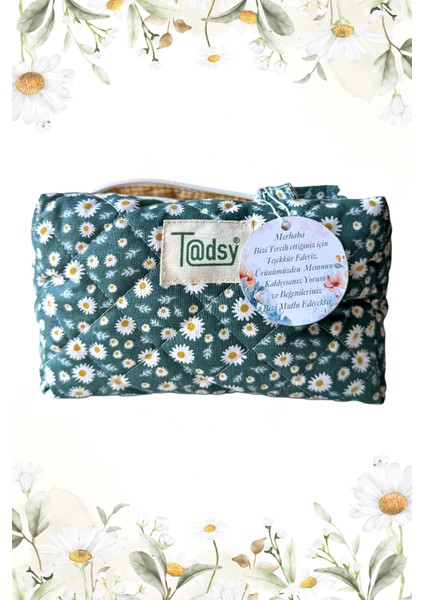 %100 Pamuk Makyaj ve Kozmetik Çantası | 22X12X10 cm | Seyahat Organizer