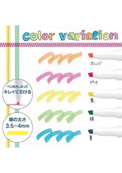 Justfit Fosforlu Kalem 5'li Set Bulaşmayan Yumuşak Uçlu Renkli Kalemler