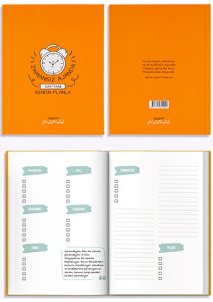 Meli Melek Zamansız Ajanda Turuncu Renkli Haftalık Planlama 1 Adet 21x29 cm Ölçülerle indirimleri