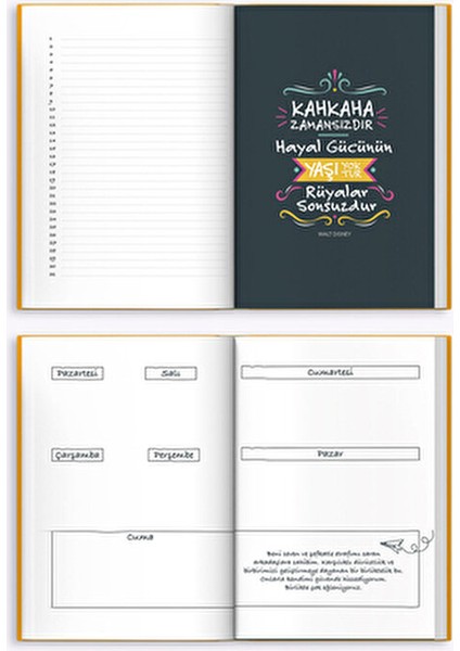 Meli Melek Zamansız Ajanda Turuncu Renkli Haftalık Planlama 1 Adet 21x29 cm Ölçülerle